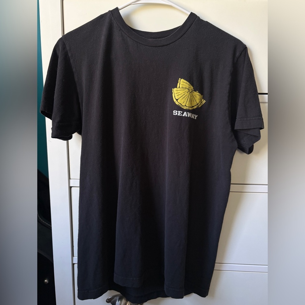 Seaway - Black Graphic T-Shirt with Yellow Lemon Logo